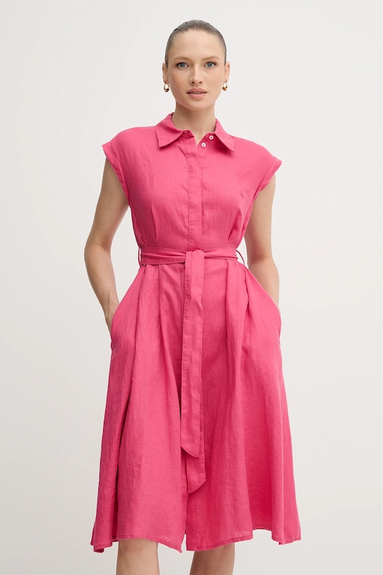 

Льняное платье United Colors Of Benetton, розовый