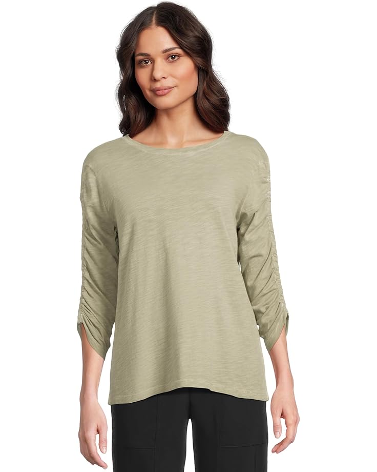 

Футболка Elliott Lauren Enzyme Wash Jersey - Crew Neck Ruched Sleeve Tee, цвет Thyme