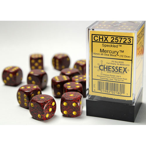 

Аксессуары Chessex Chessex 16mm d6 Set: Speckled - Mercury w/Yellow (12)