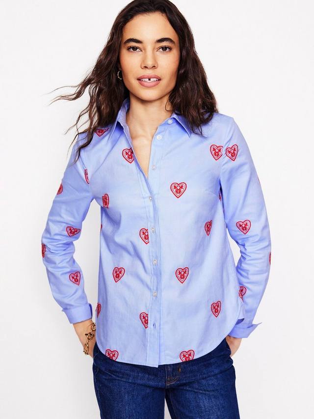 

Рубашка с вышивкой в виде сердца сиенны Boden, цвет Blue Oxford