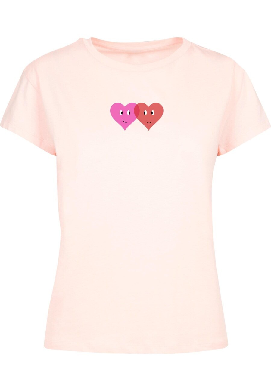 

Футболка Merchcode Shirt Hugs & Love - Two Hearts, цвет light pink/dark pink