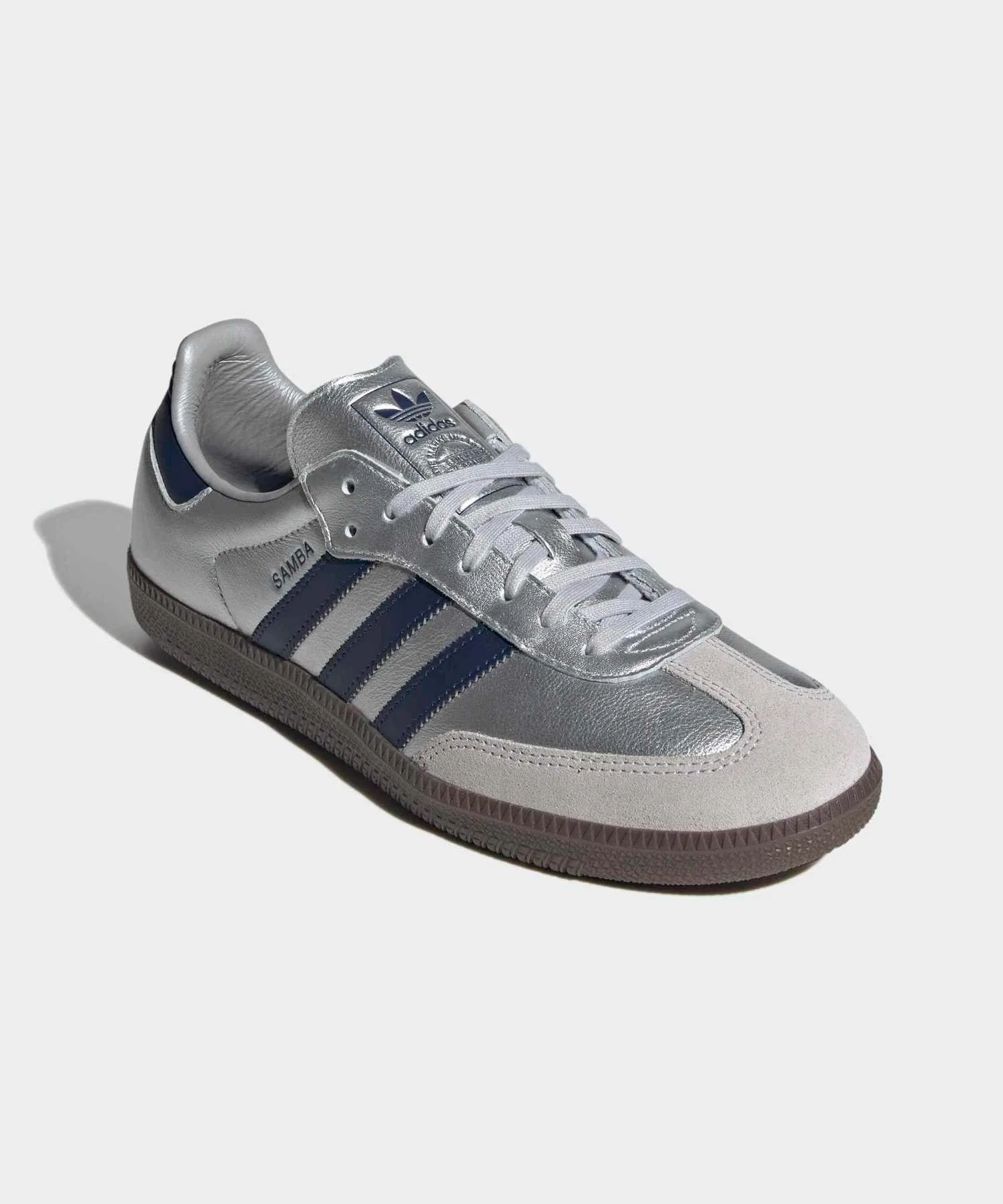 Унисекс кроссовки Adidas Samba OG для повседневной носки серебряные — фото 4