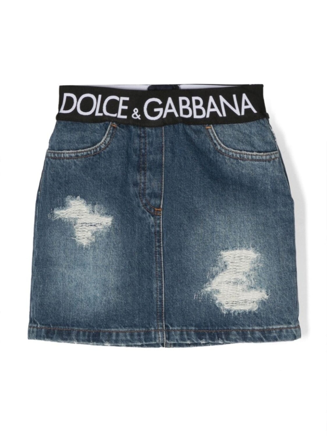 

Dolce & Gabbana Kids джинсовая юбка мини с нашивкой-логотипом, синий