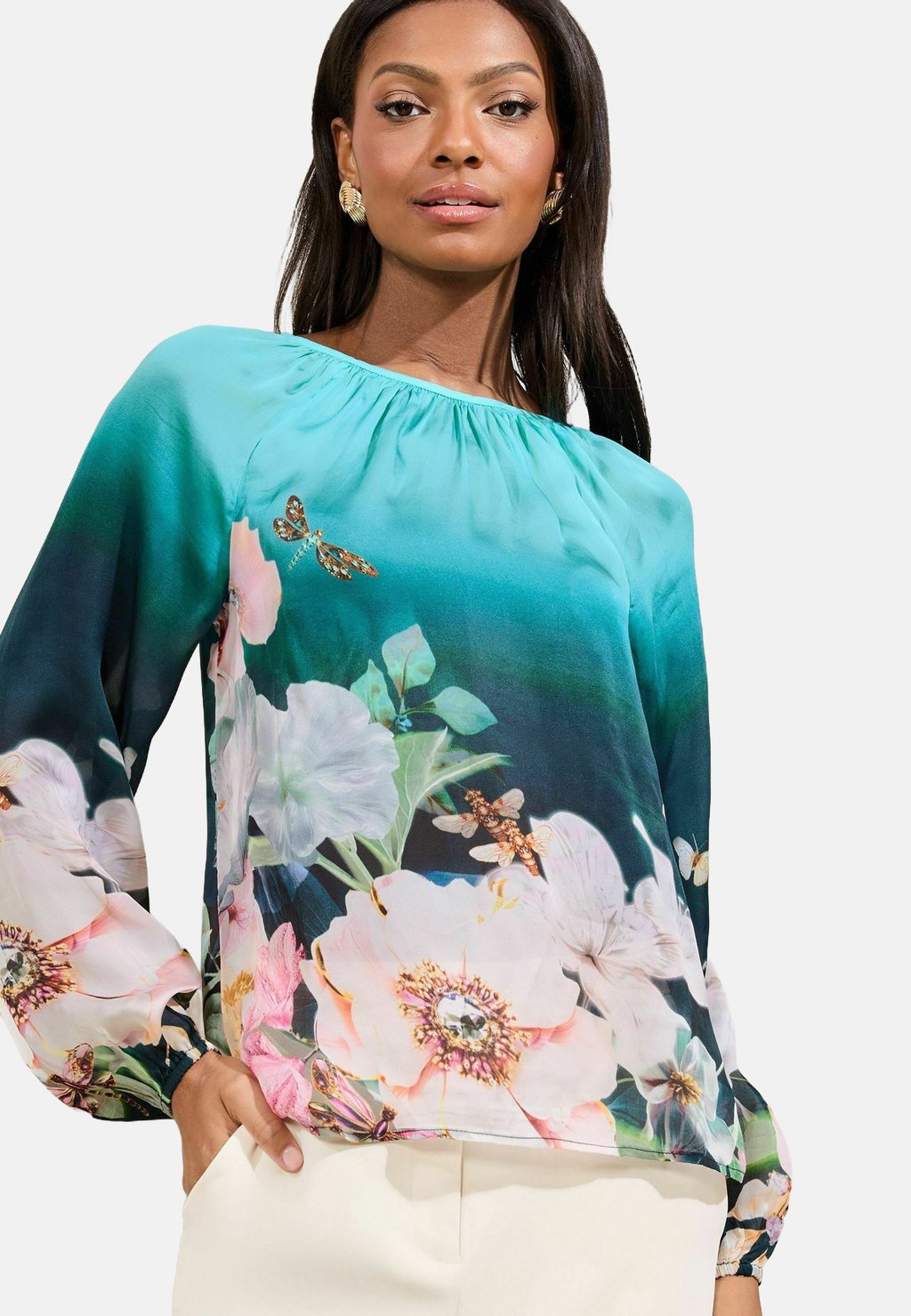 

Блуза REGULAR FIT - FLORAL BALLON SLEEVE Lipsy, синий