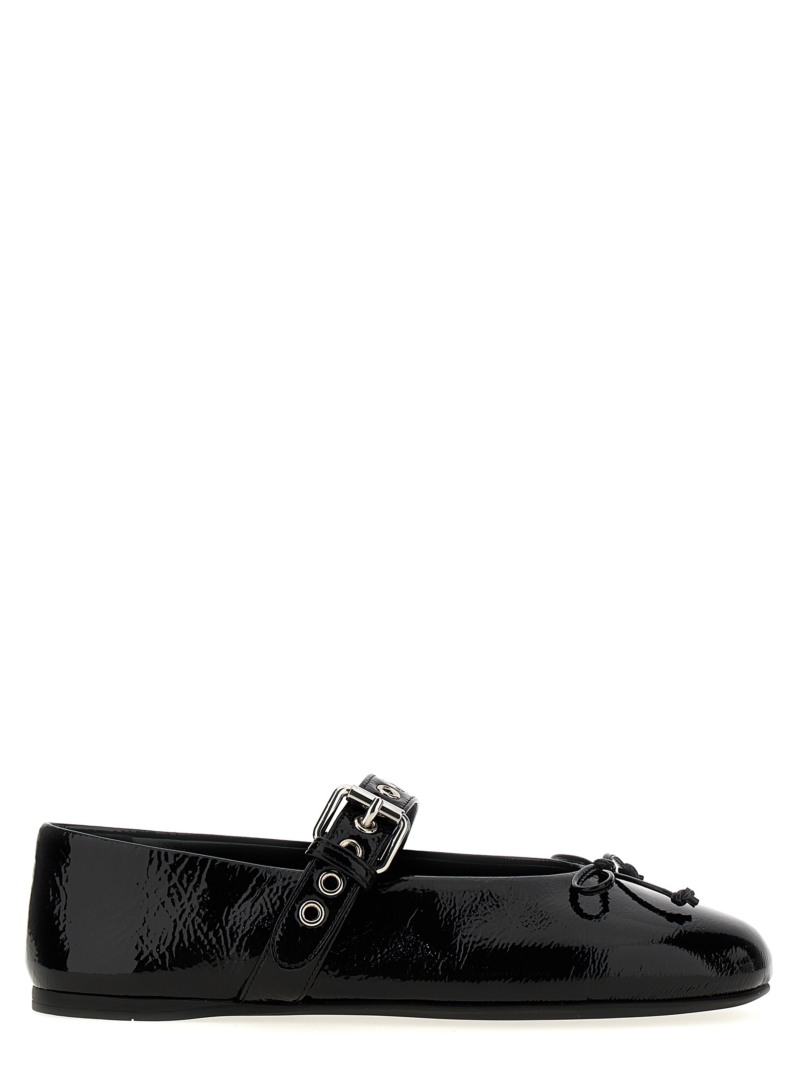 Балетки с пряжкой и бантом MIU MIU, черный