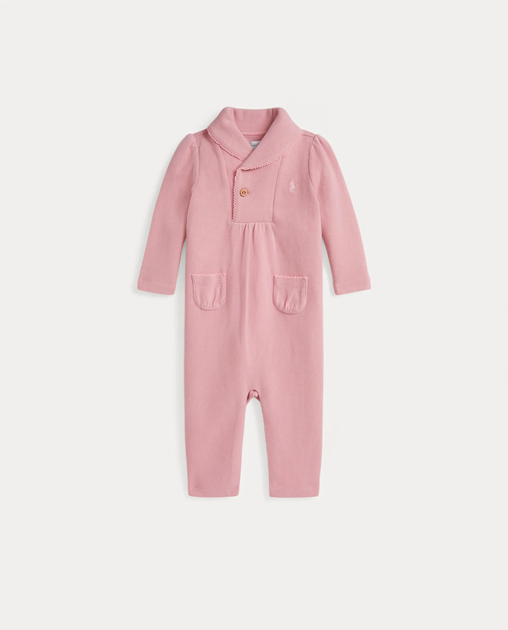 

Детский комбинезон для девочки с длинными рукавами из хлопка Polo Ralph Lauren, розовый