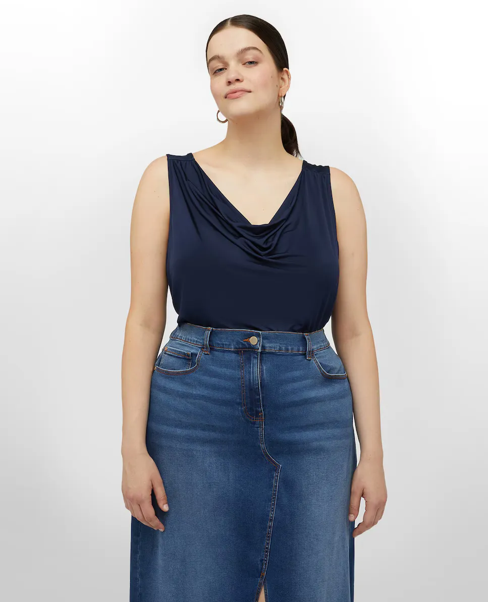 

Женский топ с мягким вырезом без рукавов и широкими бретелями Fiorella Rubino, синий