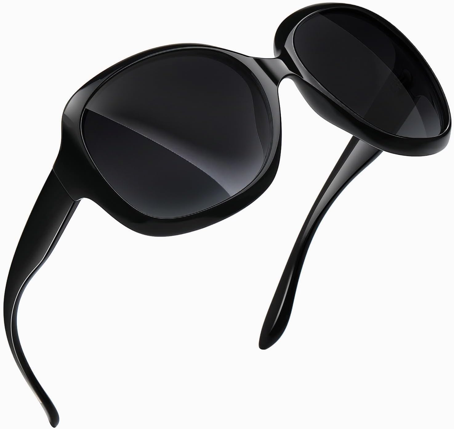 

Большие черные поляризованные солнцезащитные очки для женщин, модные очки для вождения, стильные женские солнцезащитные очки с защитой от УФ-излучения UV400, большие солнцезащитные очки 2025 года YEOSMINE, Black