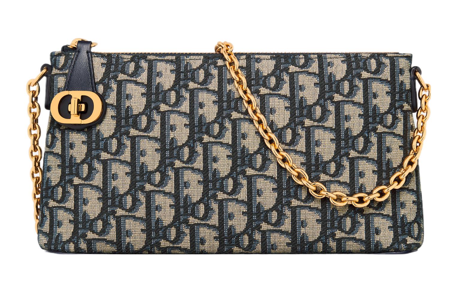 

DIOR 30 Montaigne Oblique Printed Fabric Portable Crossbody Bag, женская синяя сумка через плечо