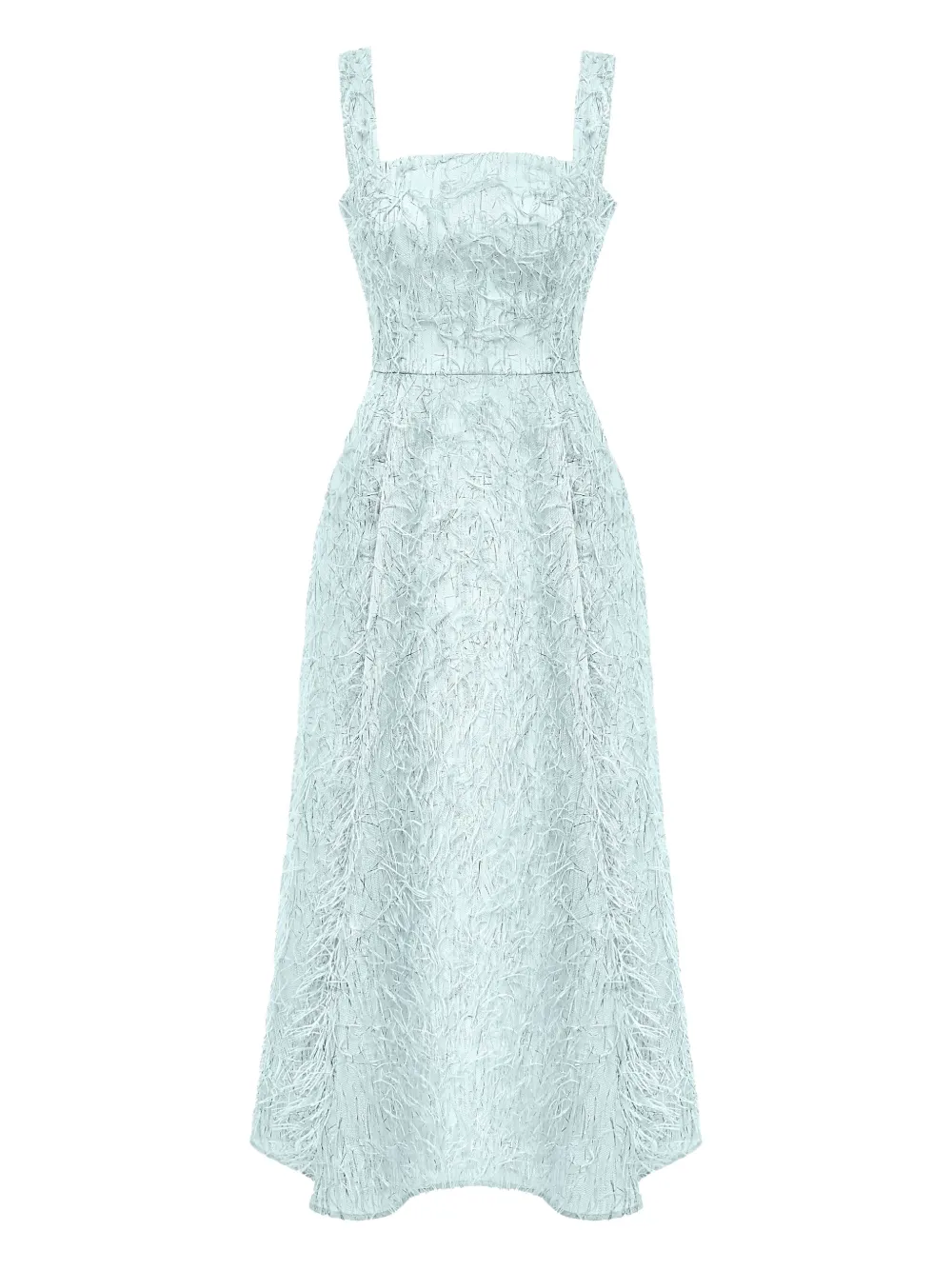 

Платье миди с отделкой из перьев Post Meridiem, синий