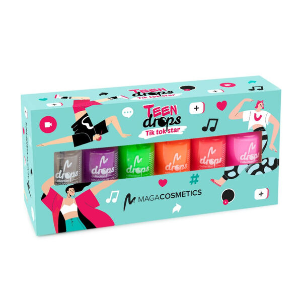 

Набор: лак для ногтей tik tok star v.01, 6х6 мл Maga Cosmetics Teen drops