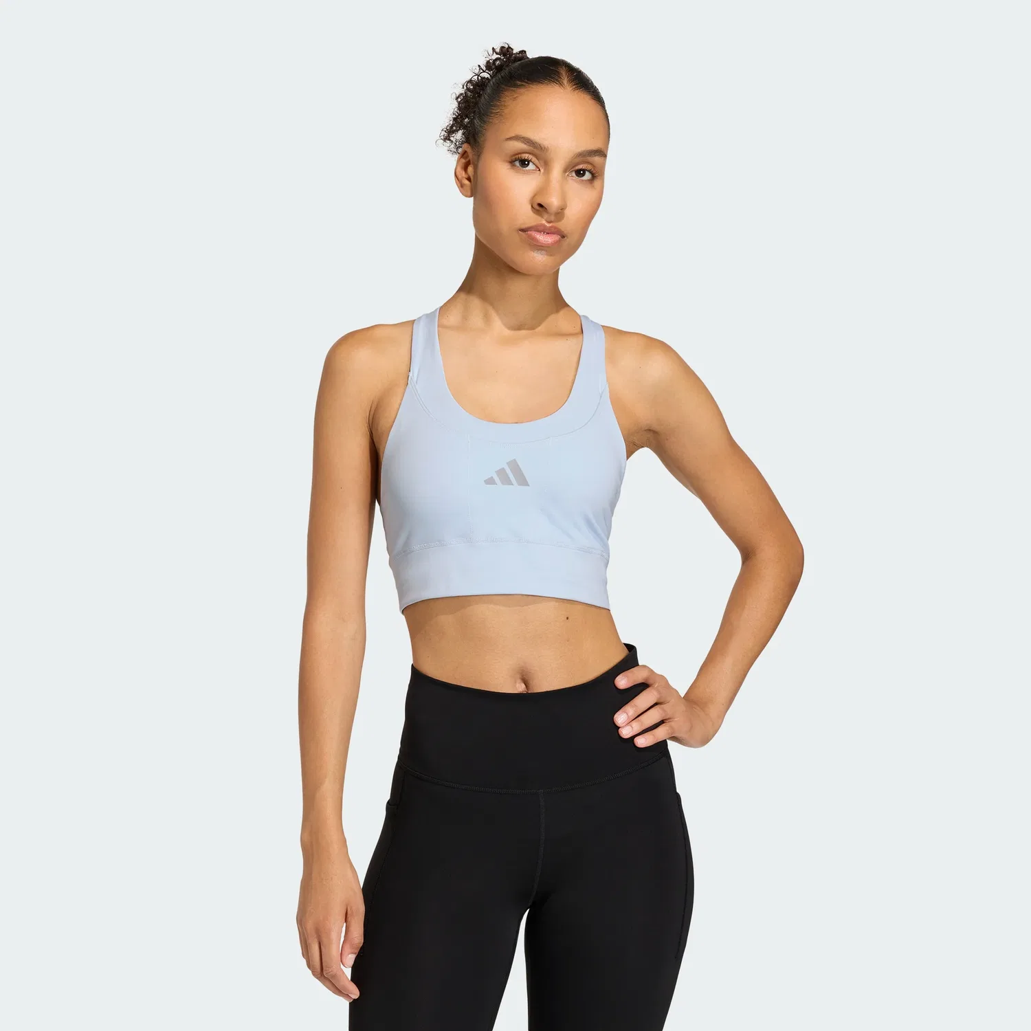 Женский беговой бюстгальтер adidas adi365 с карманом, средней поддержки, Crystal Sky