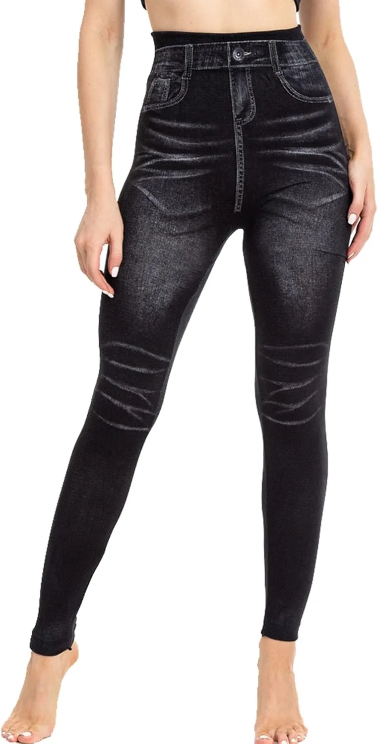 

Женские джинсы-леггинсы Vintage с завышенной талией и эффектом стройнящего животика DGHM-JLMY