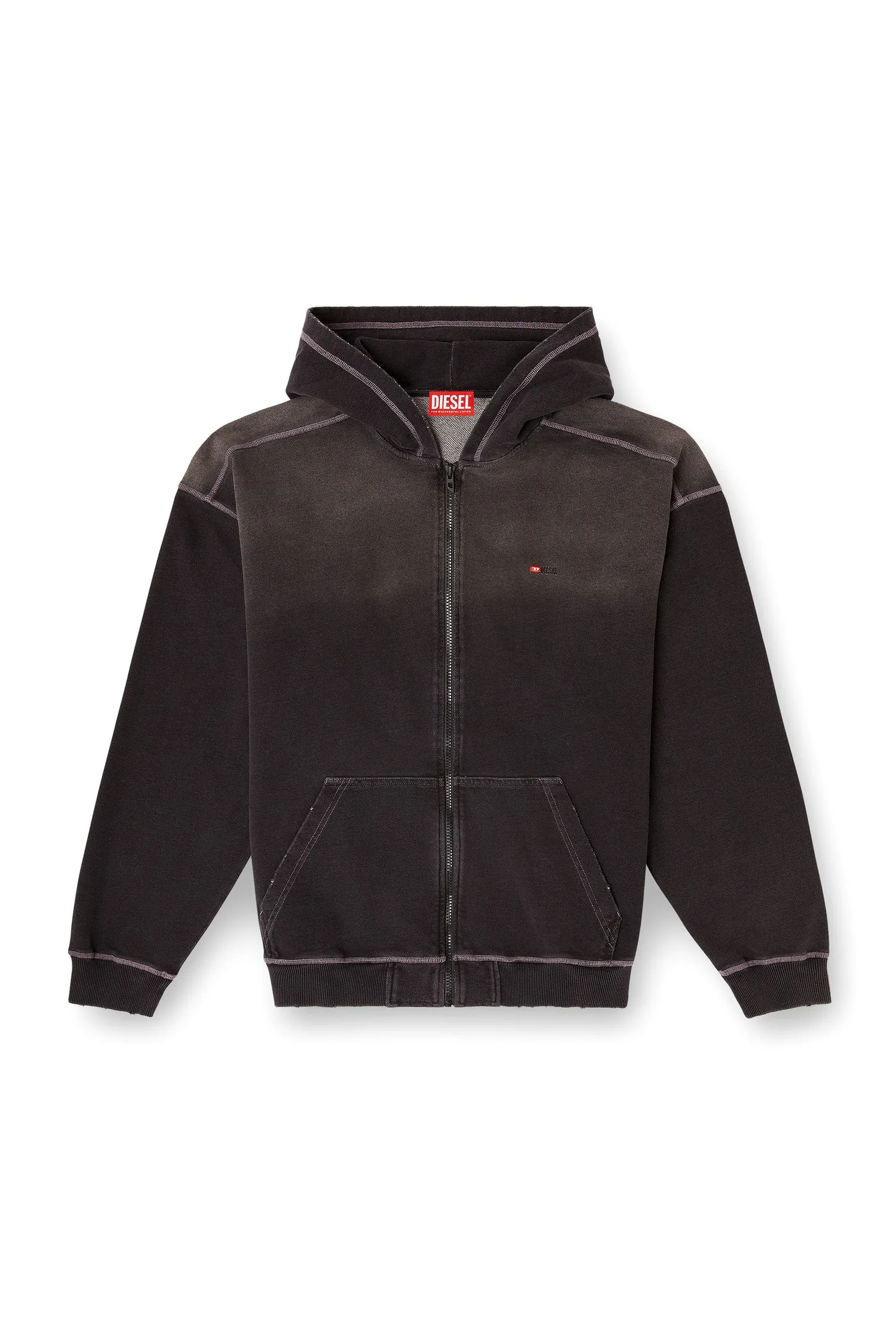 Мужская толстовка на молнии S-BLAXTO-HOOD-ZIP Diesel, Black and other colors — фото 4
