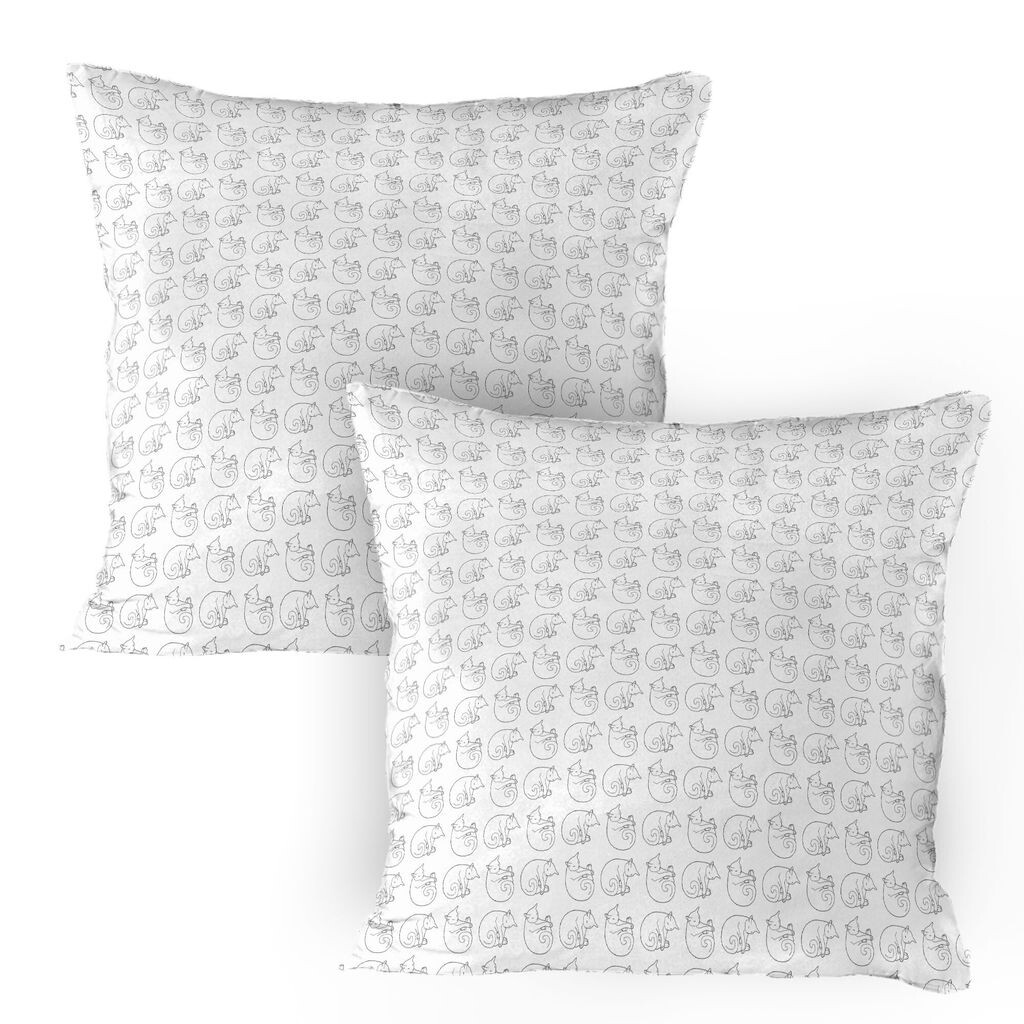 

ABAKUHAUS Детские чехлы для подушек, набор из 2 шт., иллюстрации домашних животных, детские кошки, керлинг котят, антистресс, анималистический, чехол для подушки с декоративным принтом, 80 x 80 см, бледно-лиловый, темно-серо-белый
