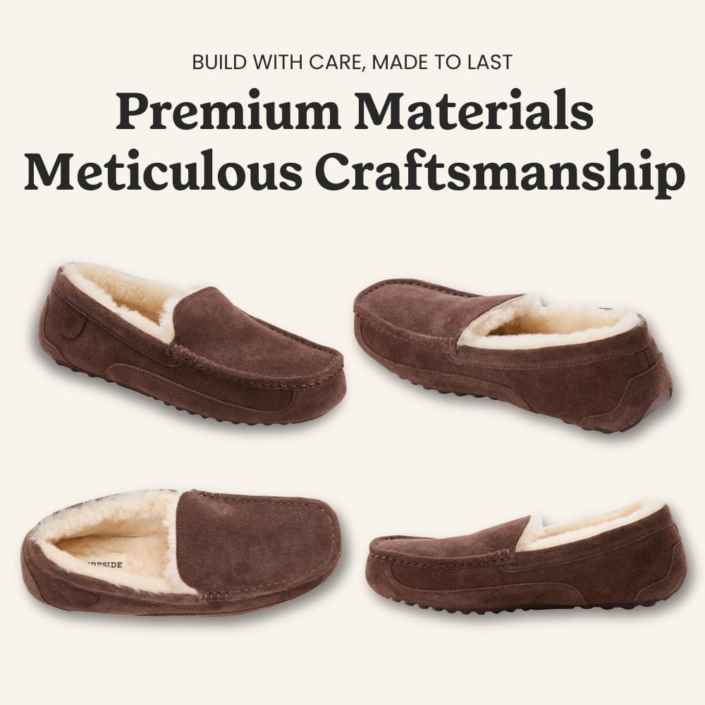 Мужские мокасины Fireside By Dearfoams Melbourne из натуральной овчины, лоферы из пеноматериала с эффектом памяти, домашние тапочки без шнурков, Coffee — фото 4