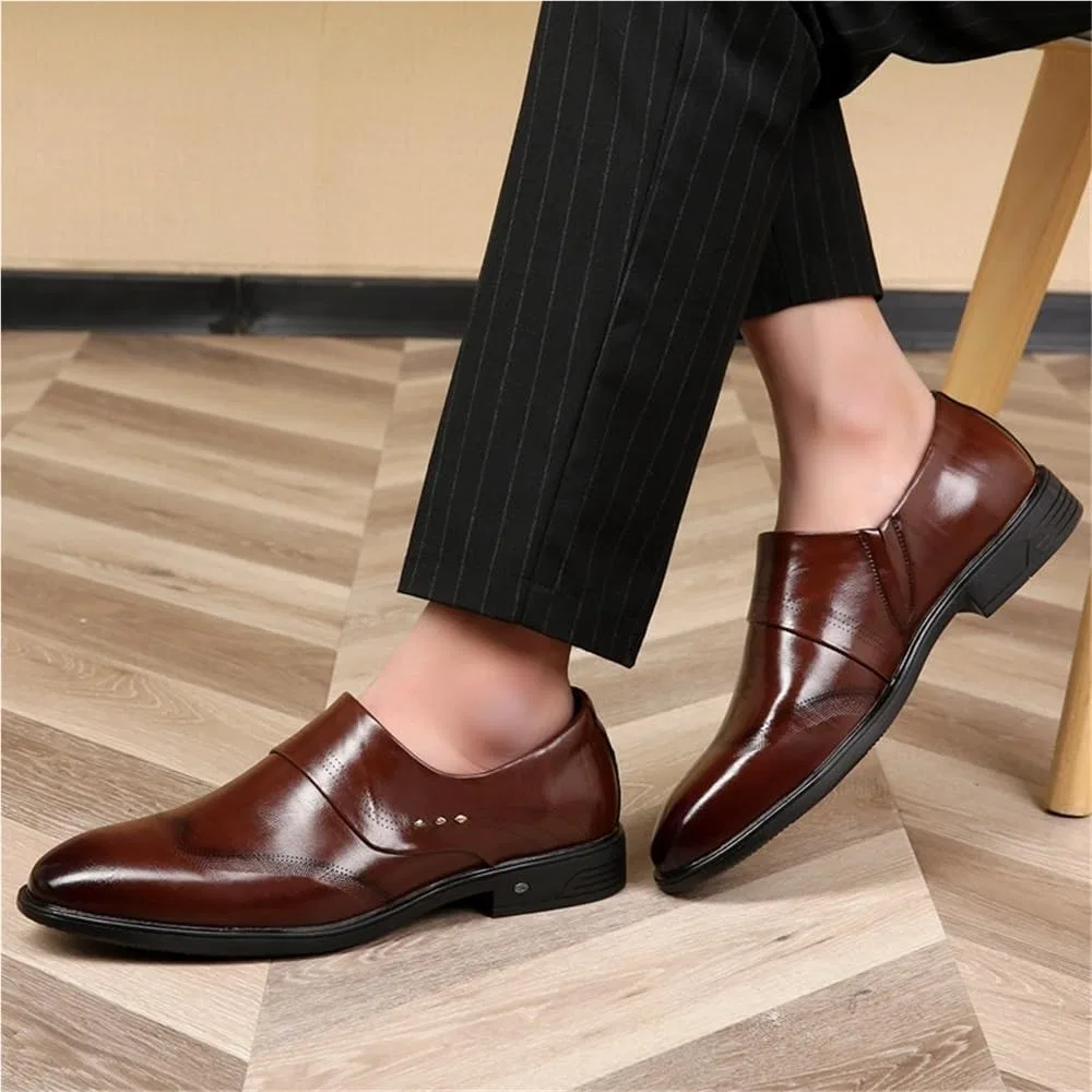 Лоферы мужские кожаные, Breathable Leather Oxford Shoes, Brown UOPYNE — фото 3