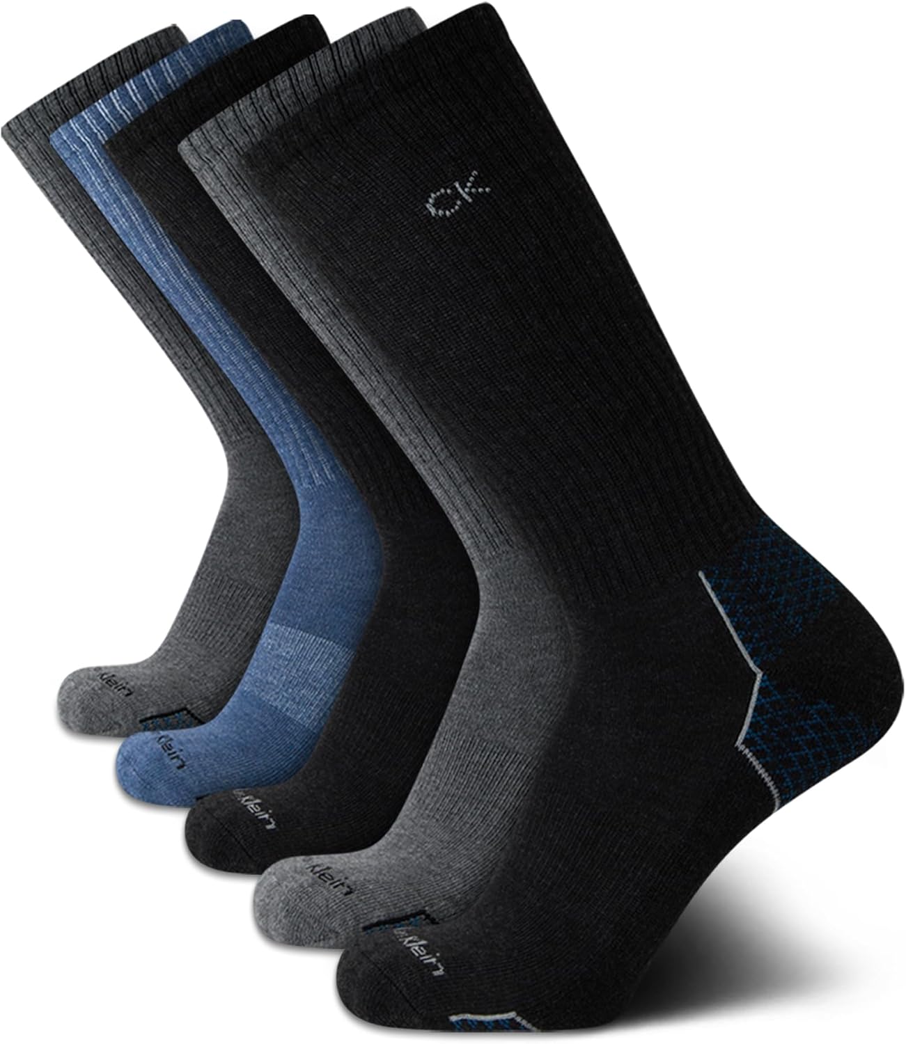 

Мужские носки Calvin Klein Crew Socks - 5 пар влагоотводящих спортивных носков с мягкой подкладкой для бега и тренировок, Heather Grey