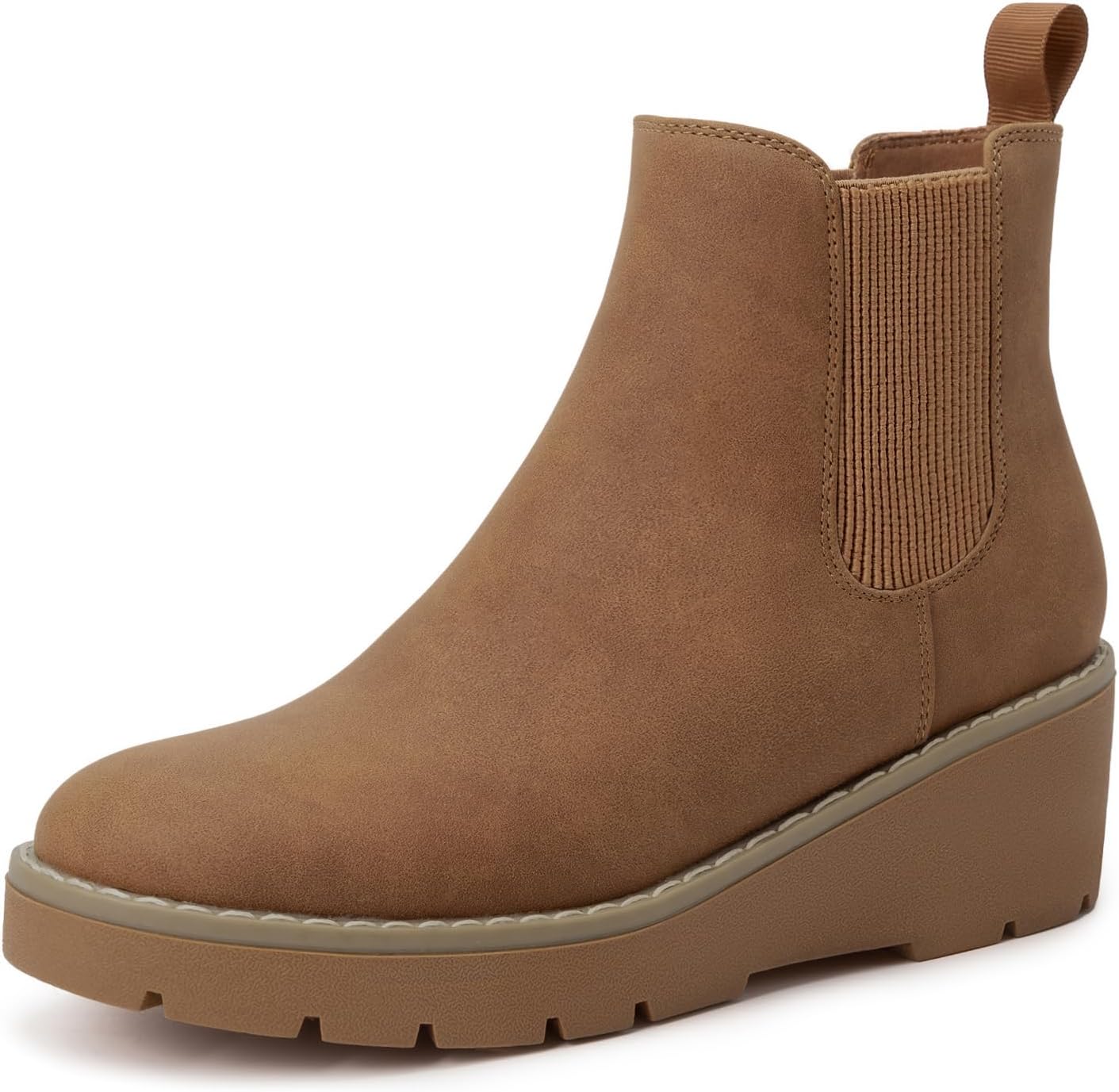 

Детские Ботинки Athlefit для Девочек, Низкие Ботильоны Платформа, Слипоны Челси на Танкетке для Малышей и Старших Детей, Brown