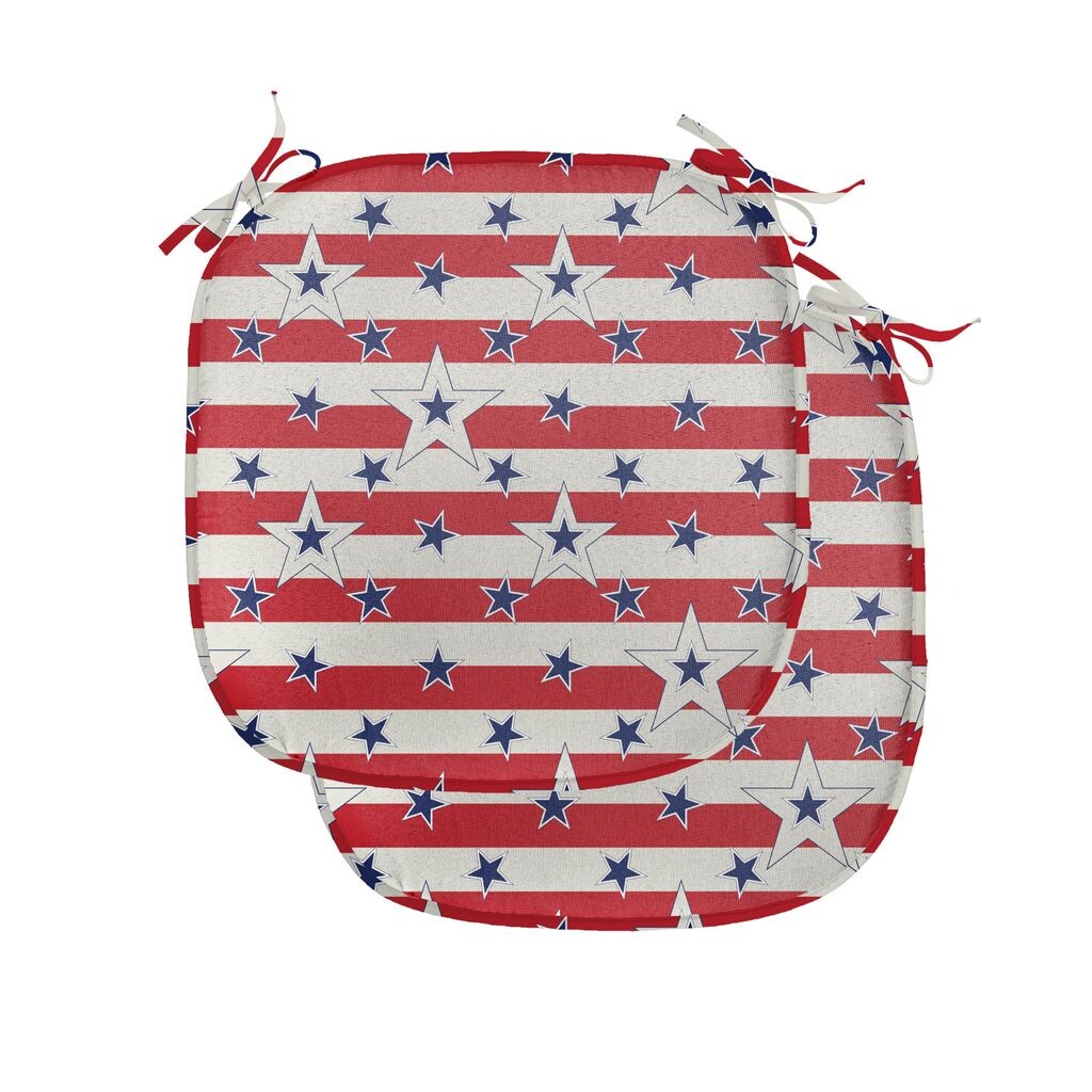 

ABAKUHAUS USA Подушка для обеденного стула Love My Country America Декоративная водонепроницаемая подушка с ремнями для кухонных сидений 40 см x 40 см Упаковка из 2 шт. Темно-синий кокосовый красный