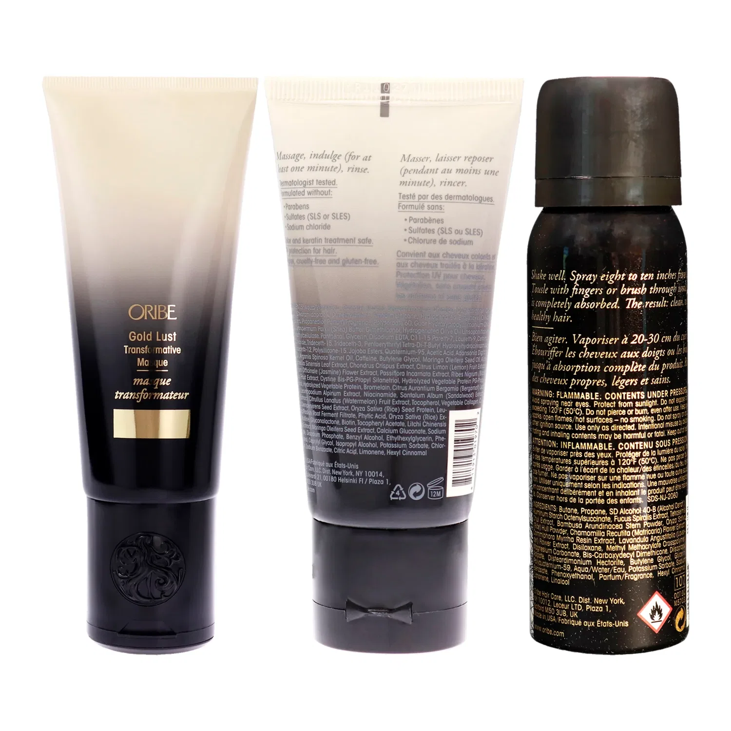 Набор Gold Lust от Oribe, включающий сухой шампунь, восстанавливающий кондиционер и преображающую маску (3 предмета, для мужчин и женщин): лак для волос (37 г), кондиционер (47 г), маска (150 г) — фото 2