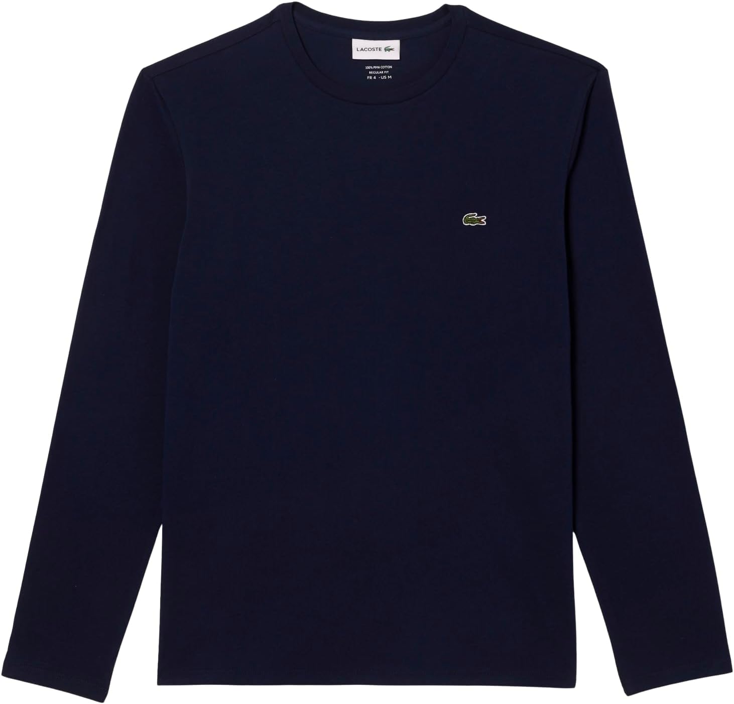 Футболка с длинным рукавом из пима-джерси Lacoste с круглым вырезом, Navy Blue — фото 4