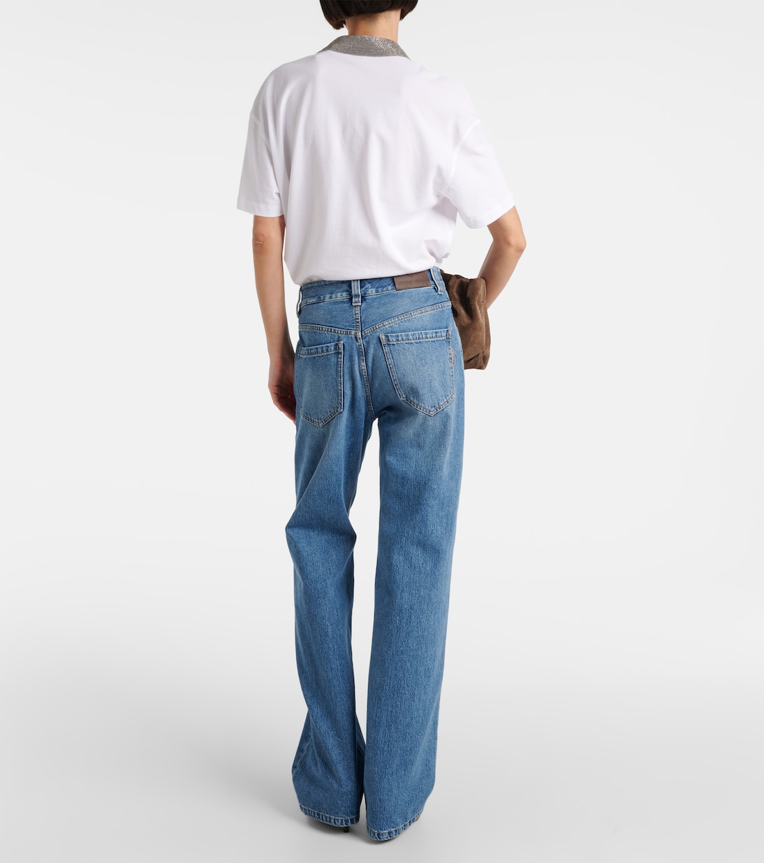 Джинсы со средней посадкой и широкими штанинами Brunello Cucinelli, Essential Blue Denim — фото 3
