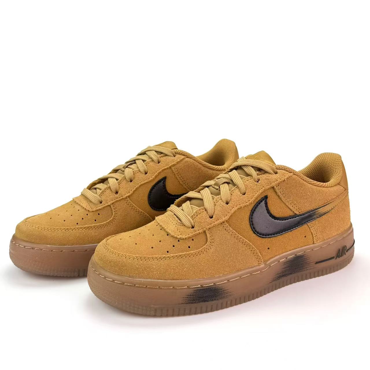 Кроссовки для скейтбординга Air Force 1 Field Oil Painting Abrasion Resistant Slip Resistant низкие Wheat для подростков Nike, коричневый — фото 4