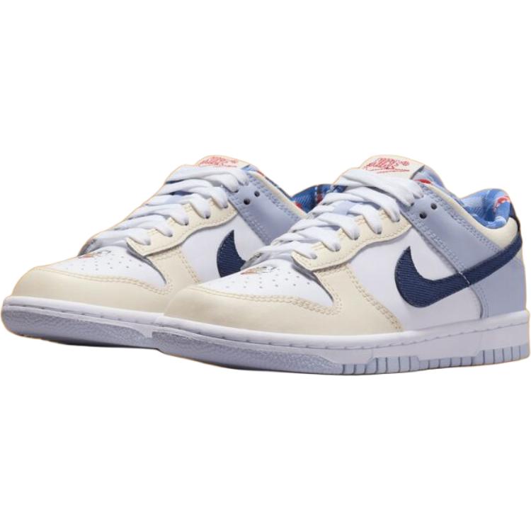 Nike Dunk устойчивые к истиранию низкие детские скейтбординг кроссовки white brown blue для подростков — фото 4