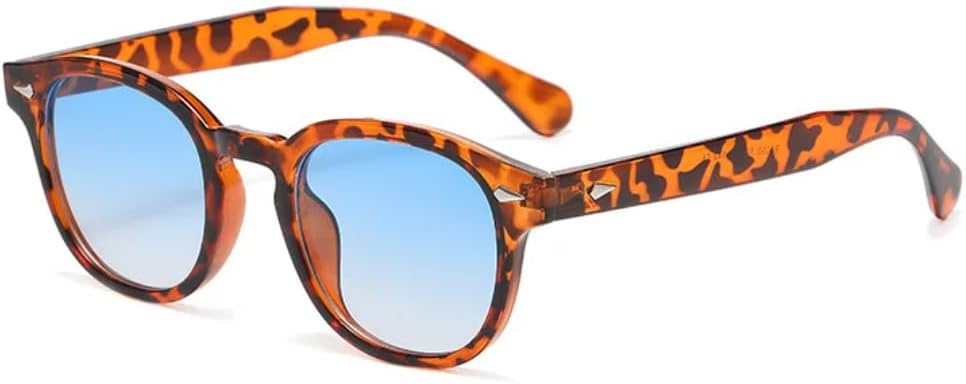 

Модные овальные солнцезащитные очки для женщин в стиле ретро с заклепками, защита от УФ-излучения UV400, трендовые мужские очки с прозрачными линзами Ocean UUPTTPL, Leopard Blue