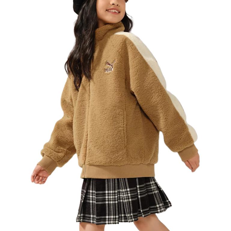 PUMA Детская куртка T7 Sportstyle Collection Sherpa Fleece Sand Khaki — фото 3
