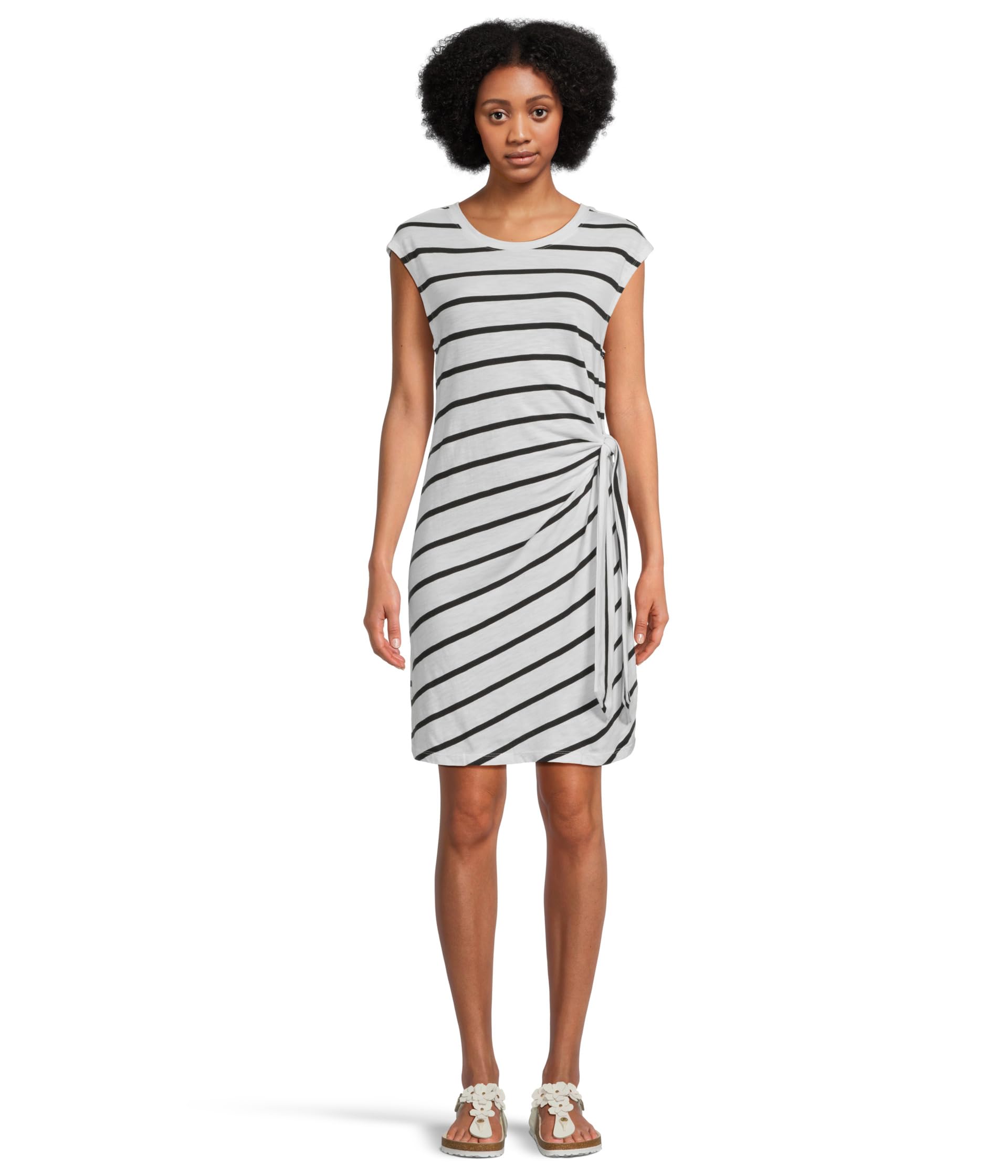 

Платье Sanctuary Side Tie T-Shirt Dress, White/Black Stripe 4