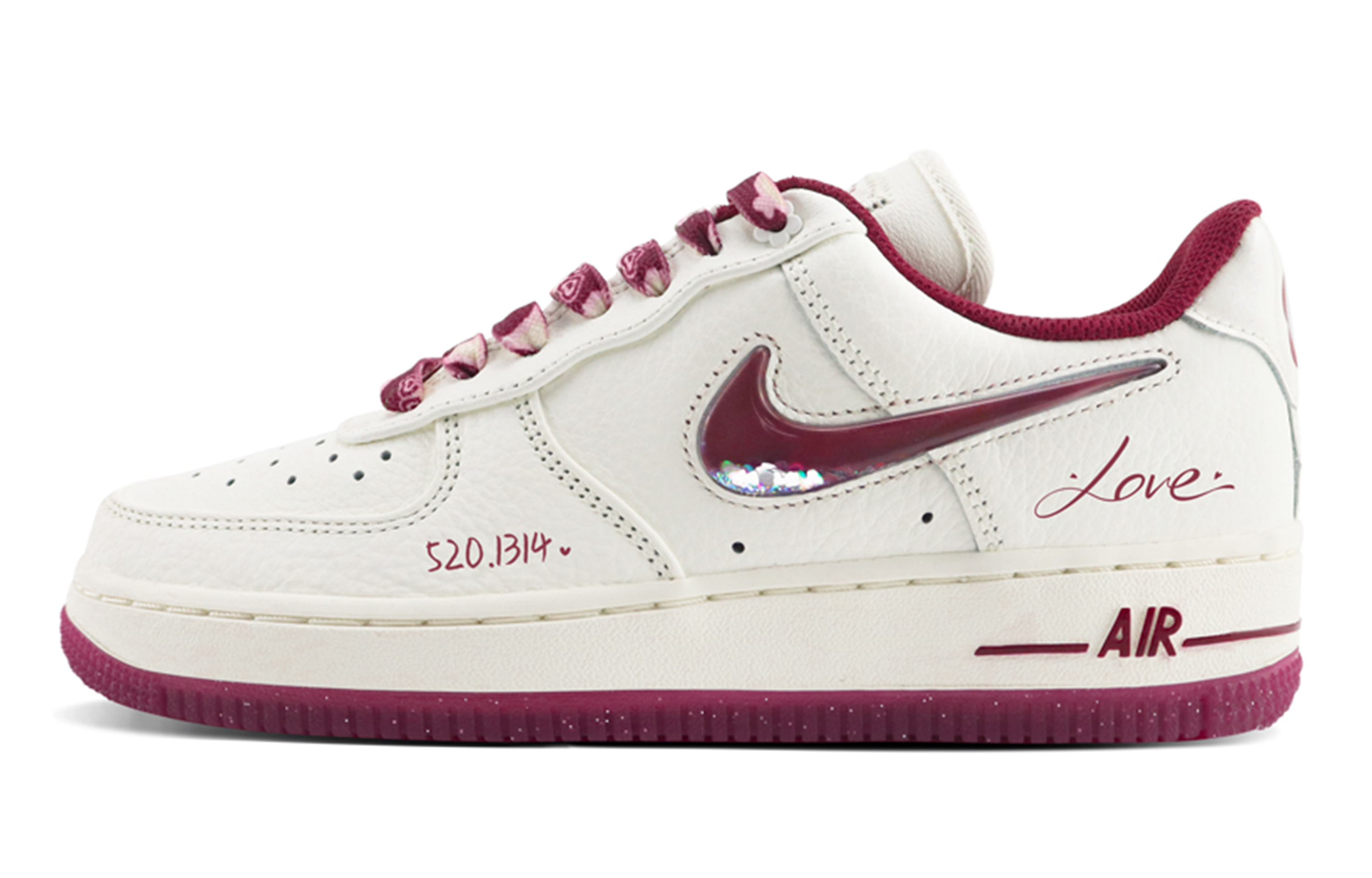 

Кроссовки Nike Air Force 1 Skateboarding Shoes Women's Low-top White/red, цвет Burgundy