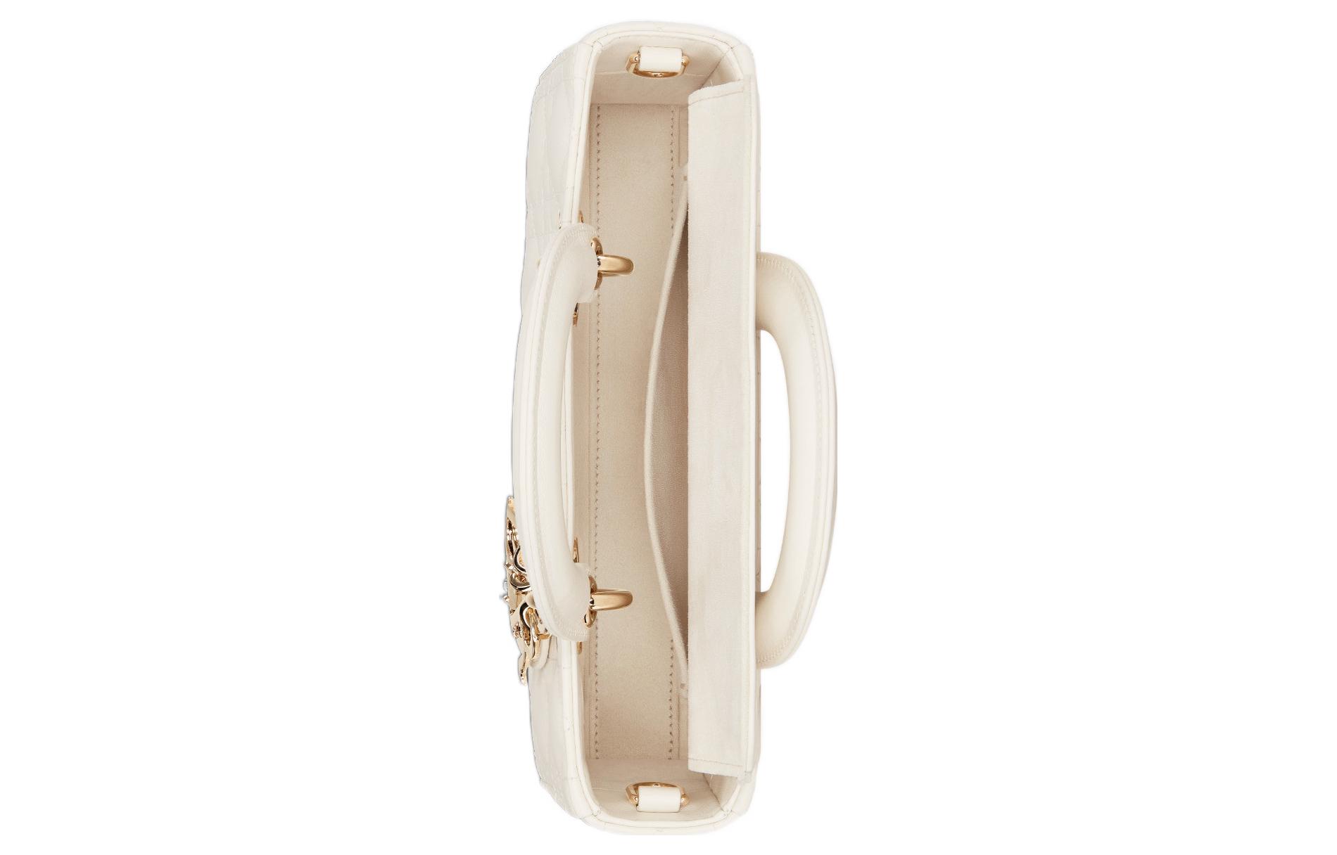 DIOR Сумка Lady D JOY из овчины через плечо кроссбоди женская молочно-белая — фото 4