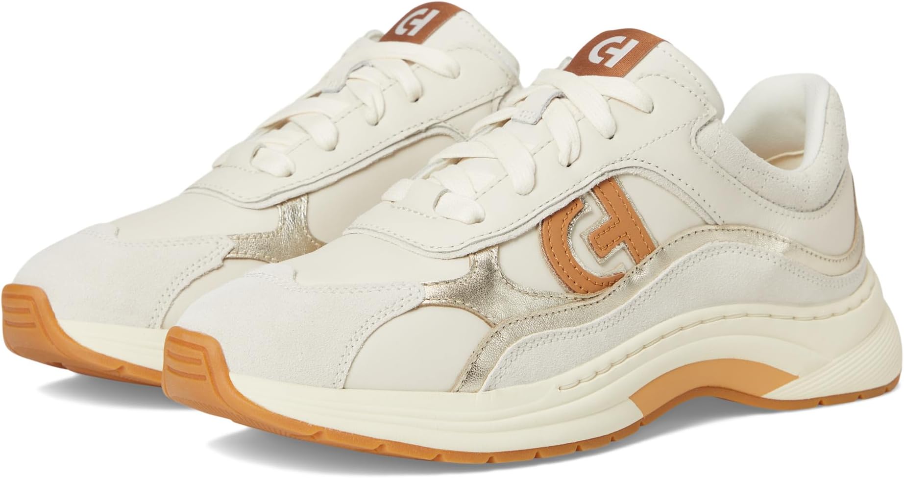 Кроссовки Cole Haan Grandpro Eleeana Runners, цвет Ivory/Suede/Gold Metallic/Biscuit/Ivory