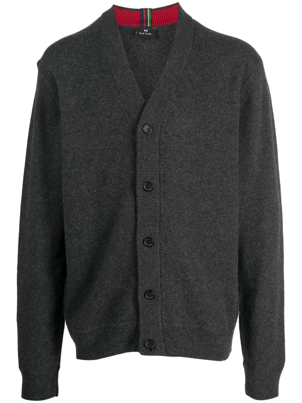 

Кардиган из шерсти мериноса с V-образным вырезом PS Paul Smith, серый