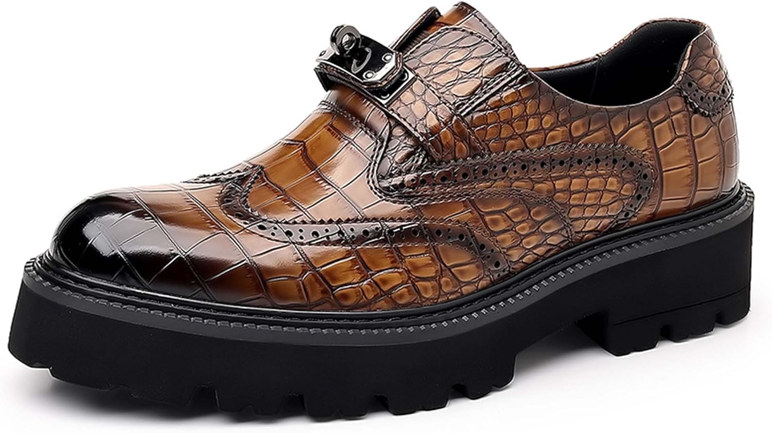 

Мужские оксфорды с толстой подошвой, классические платформенные деловые и повседневные туфли для офиса, формальные дерби, противоскользящие, удобные массивные туфли для выпускного, свадьбы, вечеринки, костюма и униформы Generic, коричневый