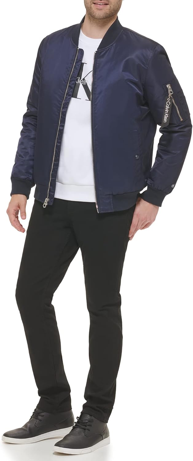 Мужская нейлоновая летная куртка Calvin Klein, Nylon Flight True Navy — фото 2