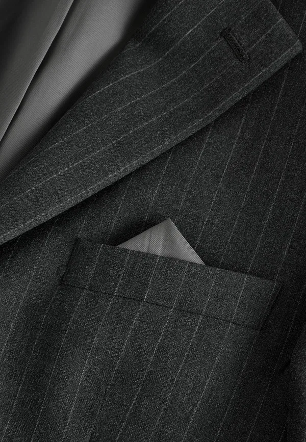 Пиджак Next, Regular fit muscle fit motionflex stretch stripe suit jacket, цвет угольно-серый — фото 3