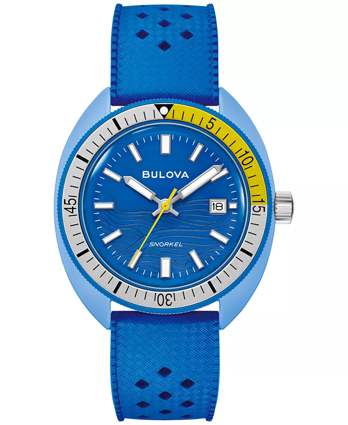 

Мужские часы с ремешком из HNBR-резины Snorkel Blue, 41 мм Bulova