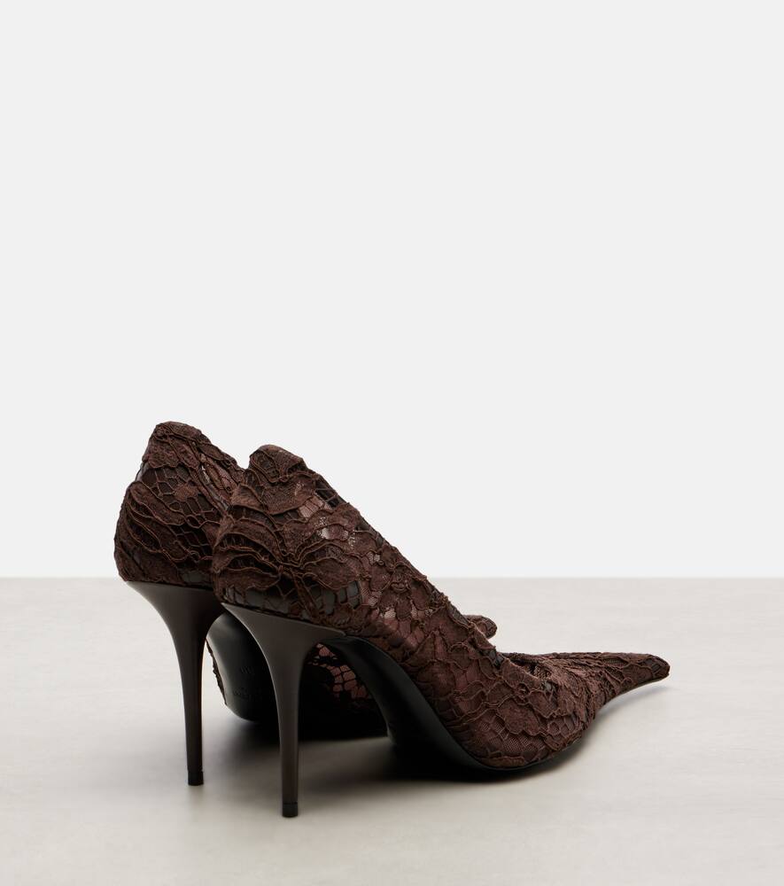 Туфли-лодочки Thierry 95 из тюлевого кружева Saint Laurent, Lace Brown — фото 2