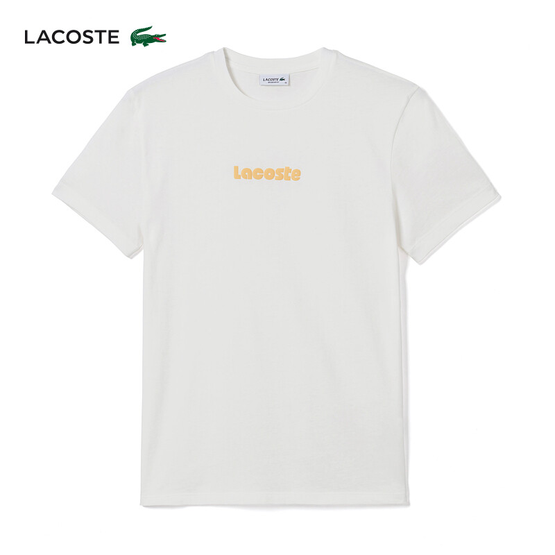 

Футболка женская Lacoste с короткими рукавами и принтом, белый