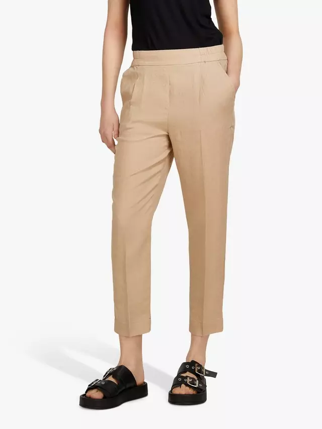 

Брюки SISLEY Cropped Linen Slim Leg, кэмел