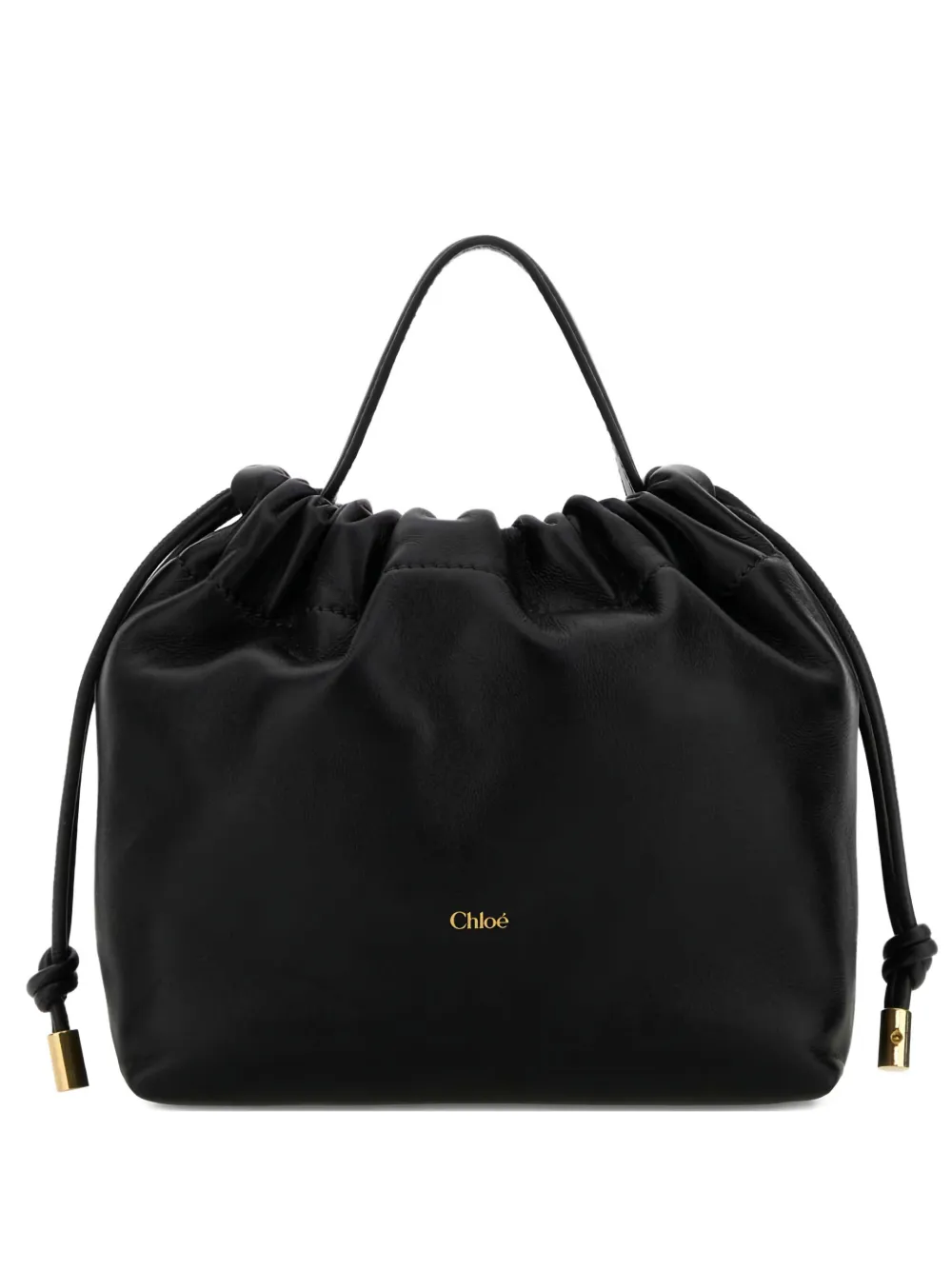 

Мини-сумка-мешок из кожи на завязках Chloé, черный