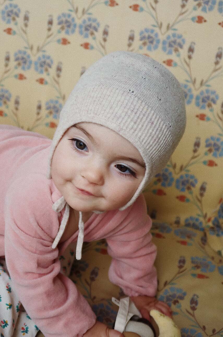 

Детская хлопковая шапка Konges Sløjd MINO KNIT HELMET, бежевый