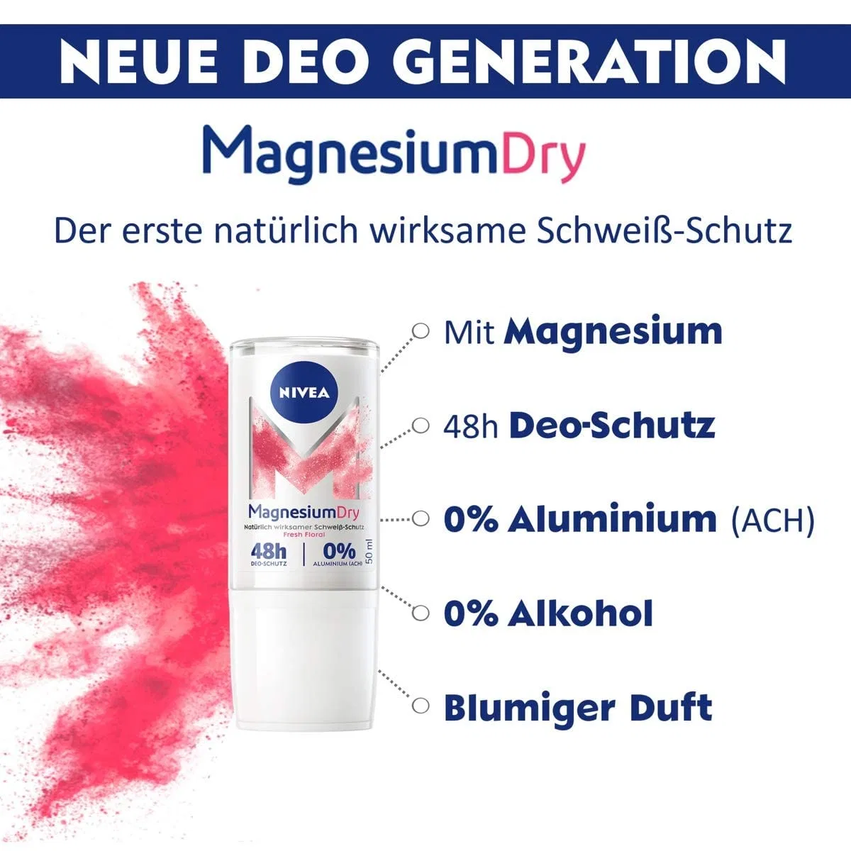 Женский роликовый дезодорант «MagnesiumDry Fresh Floral» от NIVEA Nivea — фото 2