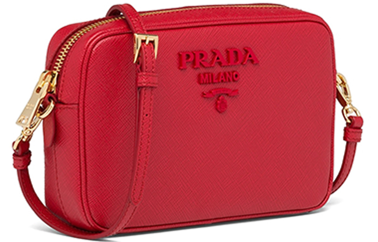 Красная женская сумка через плечо из телячьей кожи PRADA Small Square — фото 3