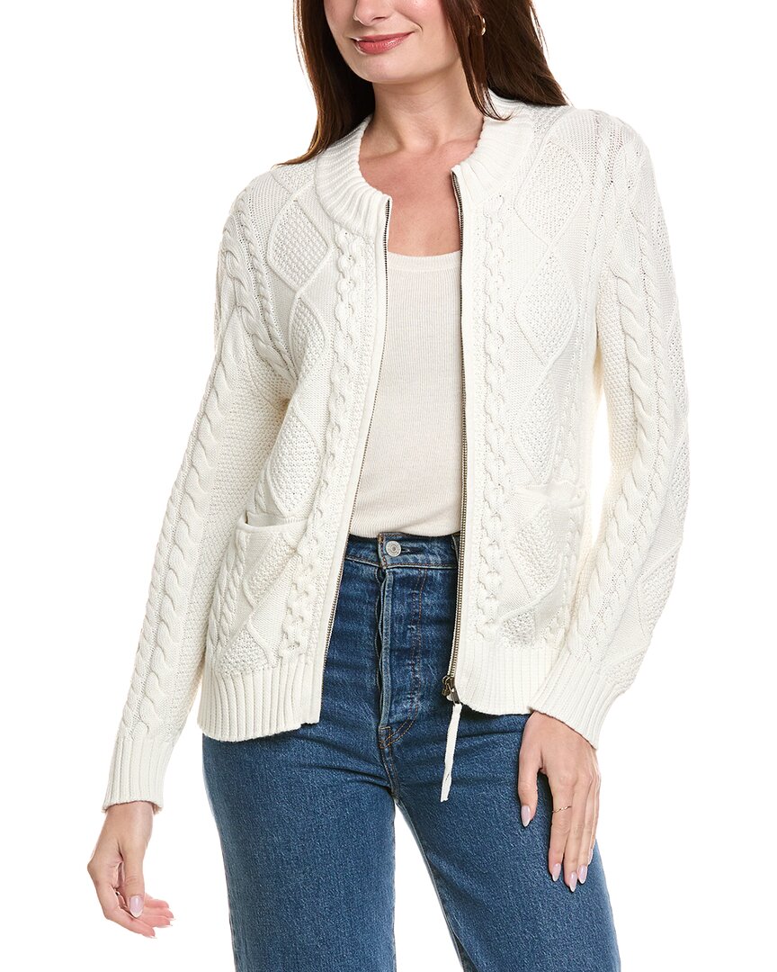 

Кардиган Hannah Rose Cable Full Zip из смеси кашемира и пряжи Hannah Rose, белый