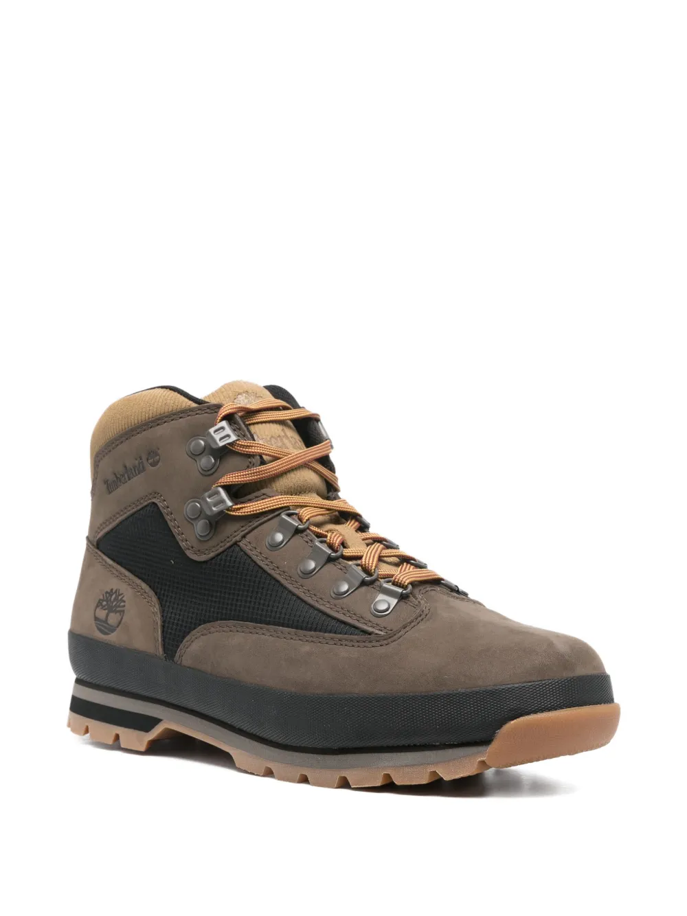Мужские ботинки Timberland кожаные с сетчатыми вставками, коричнево-черный — фото 2