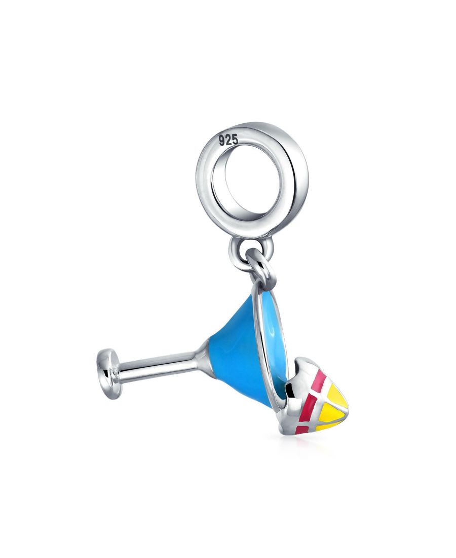 

Браслет из стерлингового серебра в европейском стиле с подвеской в виде стакана тропического напитка, выполненной из синей эмали Bling Jewelry, Light blue